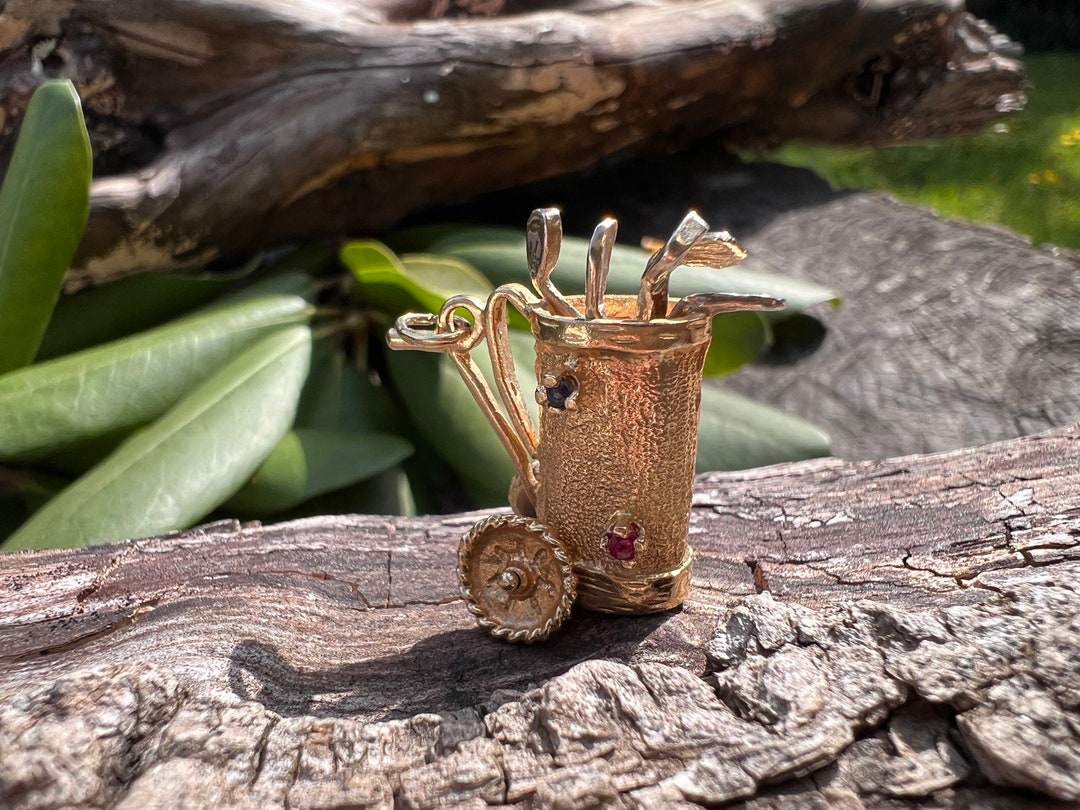 Gold Golf Bag Charm, Golf Bag Charm, Gold Club Charm, Golf Carry Bag ...