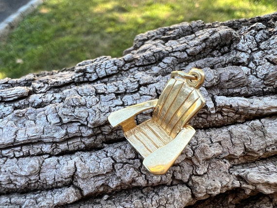 Gold Beach Chair Charm, Beach Chair Charm, Adiron… - image 4