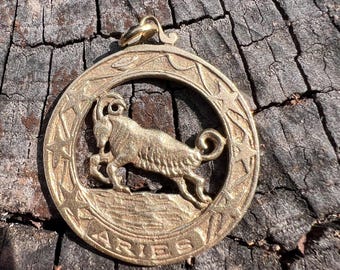 14k Yellow Gold Aries Zodiac Charm Pendant