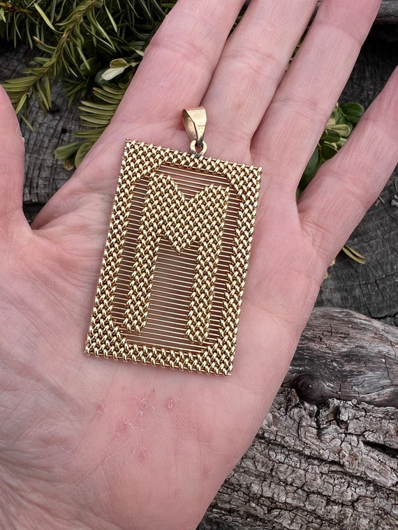 Gold Initial "M" Charm, Gold Initial M, Initial M… - image 9