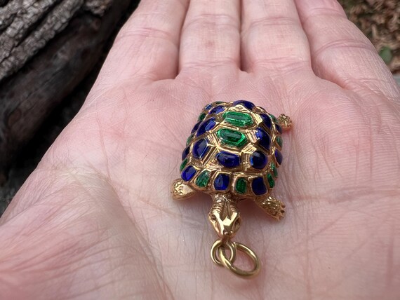 Turtle Charm, Enamel Turtle Charm, Turtle Pendant… - image 3