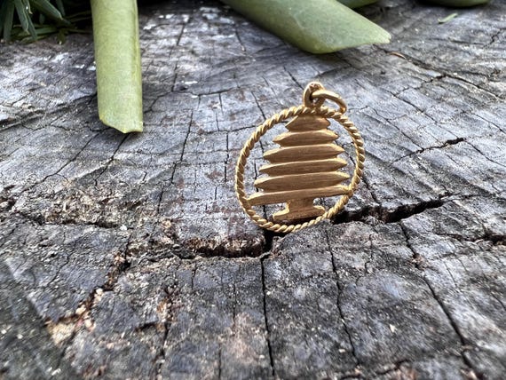 Gold Tree Charm, Cedar Tree Charm, Cedar Tree of … - image 4