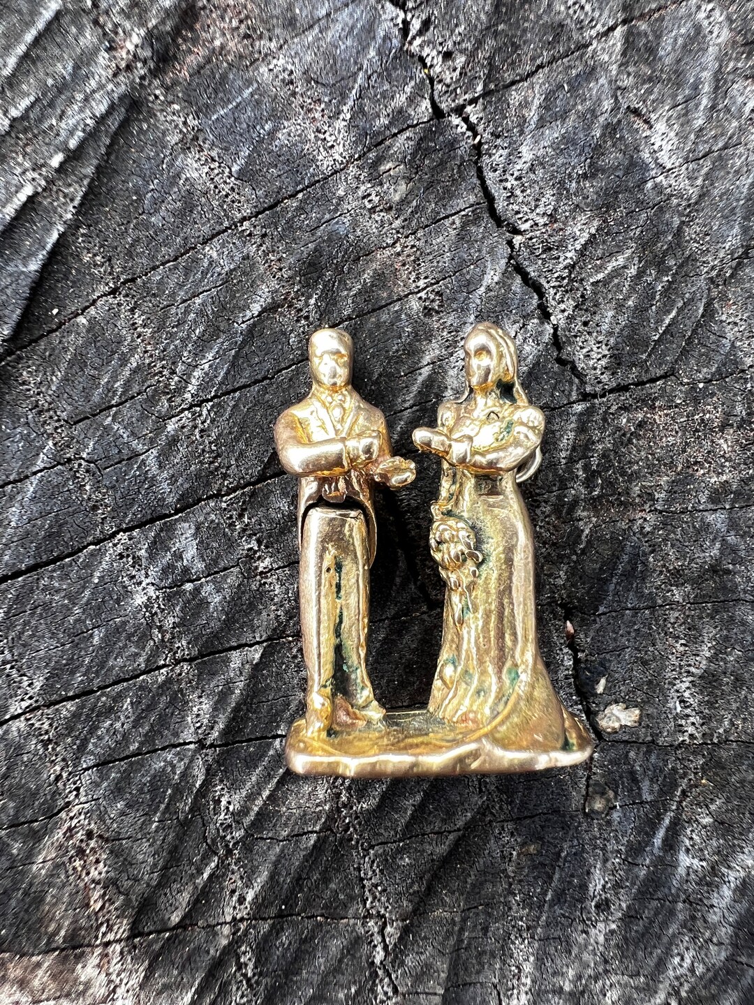 Gold Bride and Groom Charm, Bride and Groom Charm, Romantic Gift