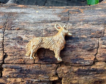 14k Yellow Gold Collie Dog Charm