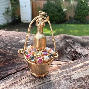 Gold Champagne Charm,  Champagne Pendant, Champagne Bucket Charm,  Wine Bottle Charm, Bride and Groom Gift, Anniversary Gift