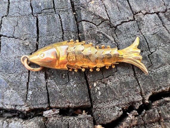 Fish Charm, Gold Fish Charm, Gold Fish, Fishing C… - image 1