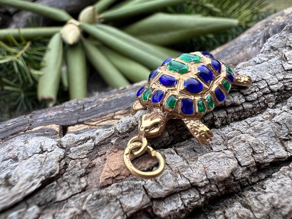 Turtle Charm, Enamel Turtle Charm, Turtle Pendant… - image 6