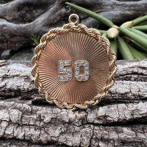 Gold &quot;50&quot; Charm, Number 50 Charm, Diamond 50 Charm, Number Charms