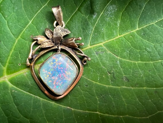 Gold Opal Charm, Gold Opal Pendant, Opal Necklace… - image 6