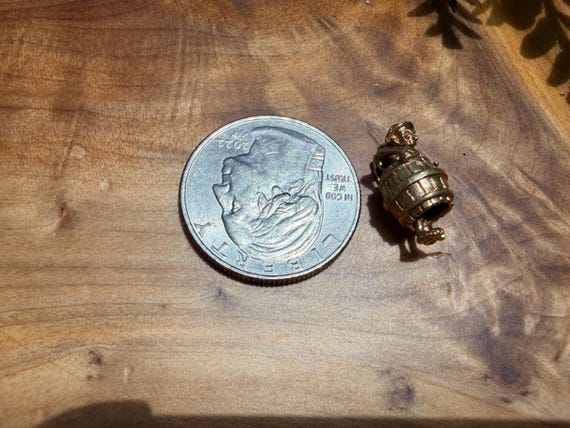 14K Yellow Gold Man in Barrel Charm View 2