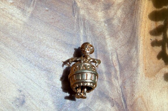 14K Yellow Gold Man in Barrel Charm View 3