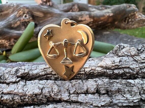 Gold Libra Pendant Gold Libra Charm Libra Heart Charm Libra
