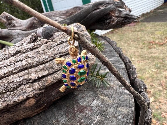 Turtle Charm, Enamel Turtle Charm, Turtle Pendant… - image 4