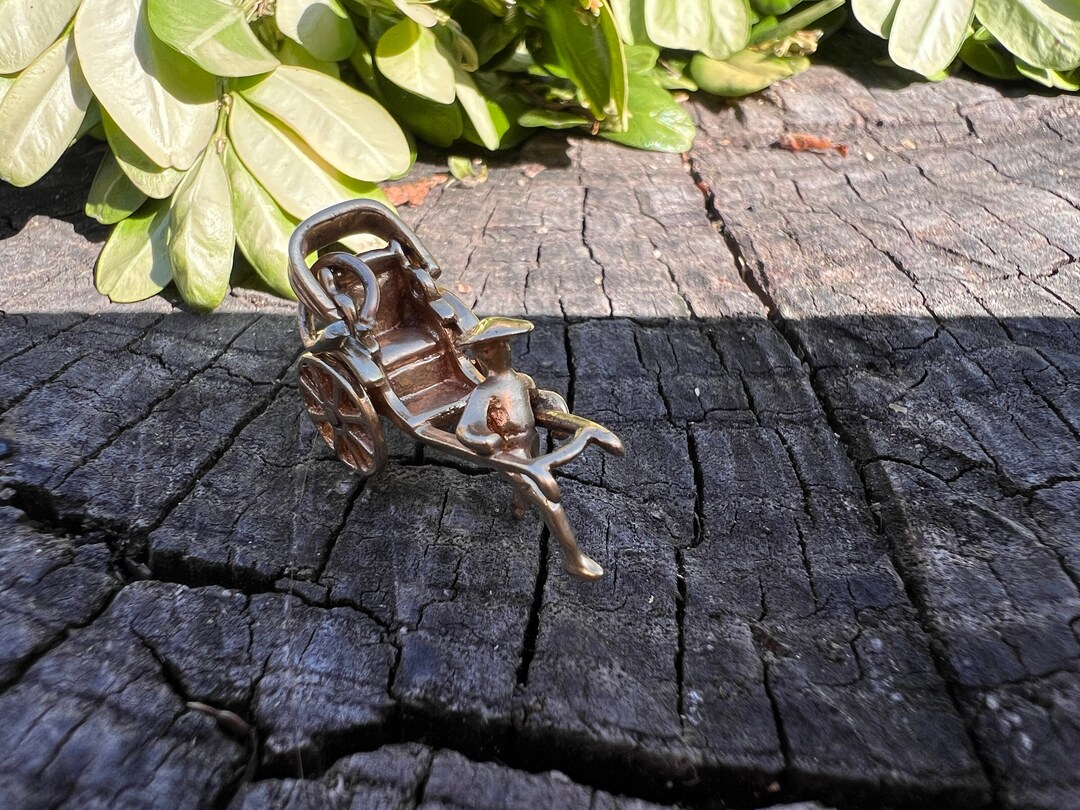 14k Yellow Gold Rickshaw Charm, Intricate Detail - Etsy