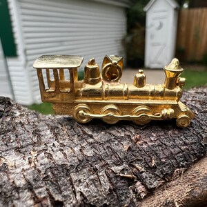 Locomotive Charm, Gold Train Charm, Steam Train Charm