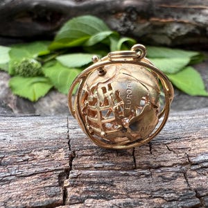 Yellow Gold Globe Charm, Yellow Gold Earth Charm, Globe Charm, Earth Charm, Movable Charms