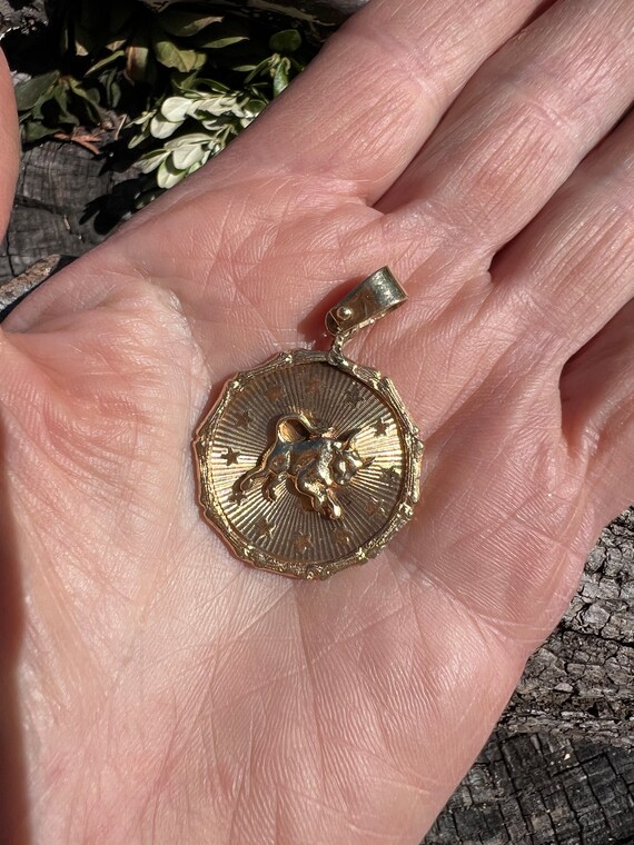 Taurus Charm, Taurus Pendant,  Yellow Gold Taurus… - image 4