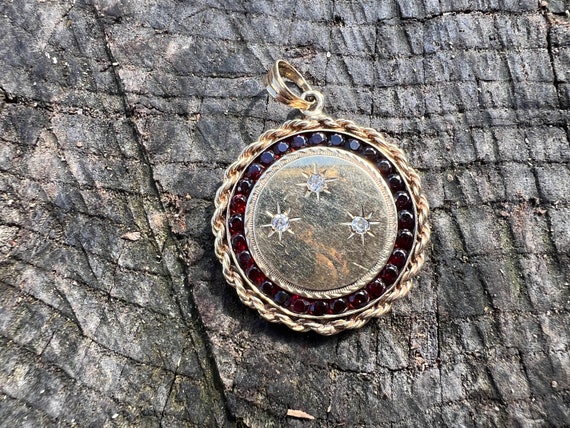 Large Garnet Charm, Garnet Pendant, Garnet Disc C… - image 5