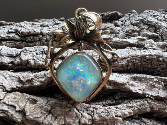 Gold Opal Charm, Gold Opal Pendant, Opal Necklace… - image 7