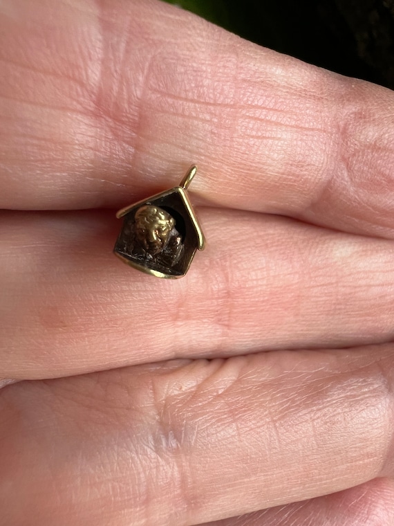 14k Gold Doghouse Charm, Man in Dog House View 3