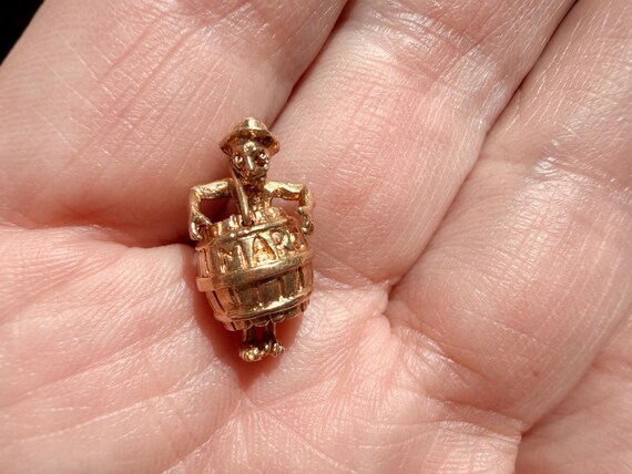 14K Yellow Gold Man in Barrel Charm View 4