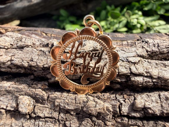 14k Yellow Gold Happy Birthday Charm Pendant