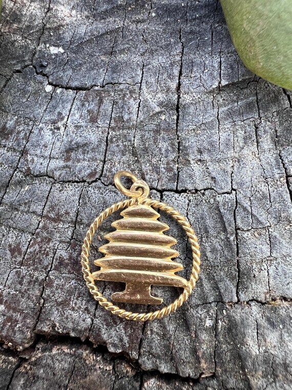 Gold Tree Charm, Cedar Tree Charm, Cedar Tree of … - image 2