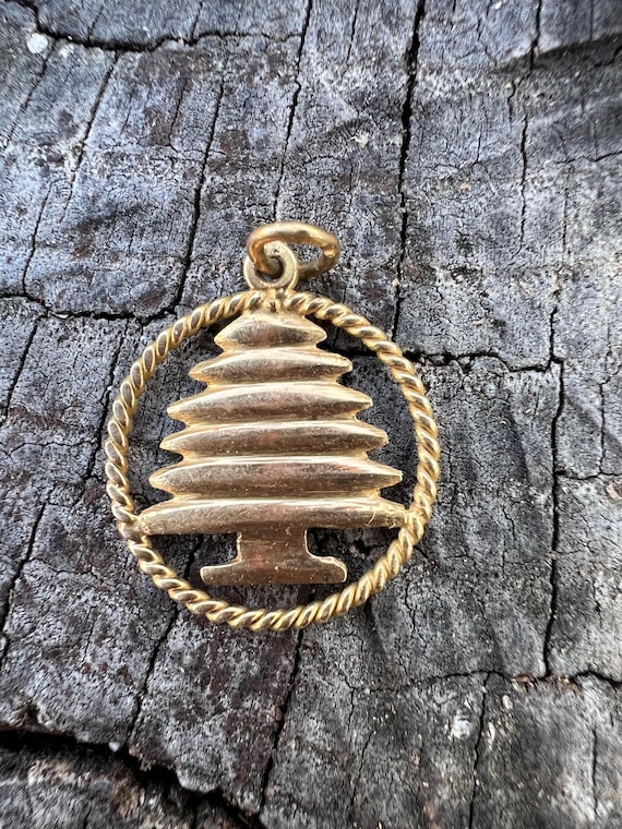 Gold Tree Charm, Cedar Tree Charm, Cedar Tree of … - image 1