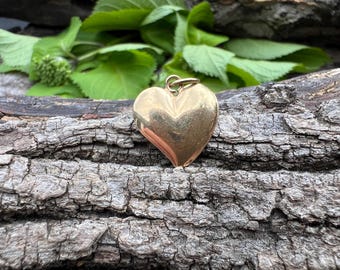 14k Yellow Gold Heart Charm Pendant: Delicate Love Charm