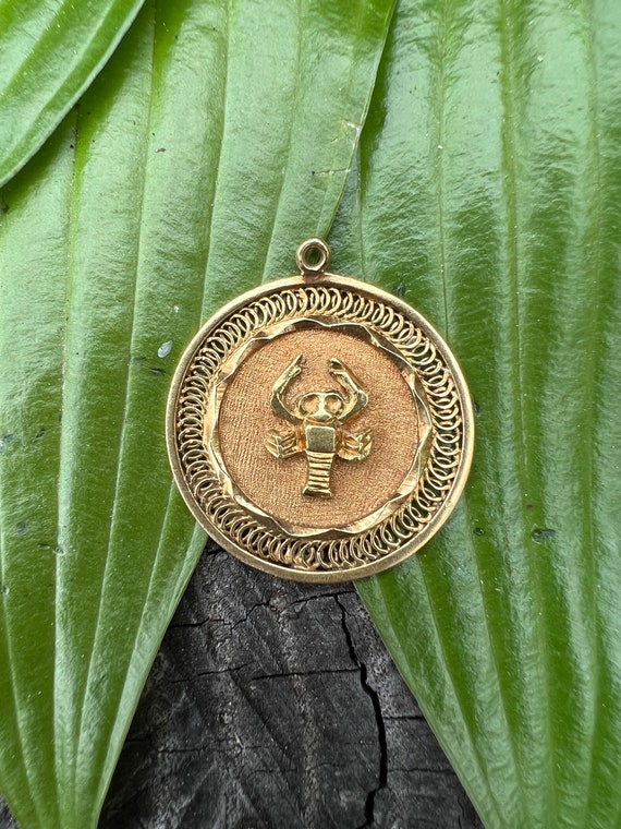 Gold Cancer Pendant, Gold Cancer Charm, Cancer Ch… - image 3