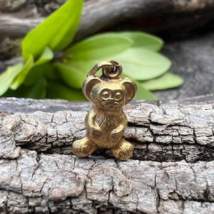 Gold Teddy Bear Charm, Teddy Bear Charm, Teddy Bear Pendant