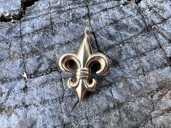 Fleur de Lis Charm, 14K Gold Fleur de Lis, Fleur … - image 2