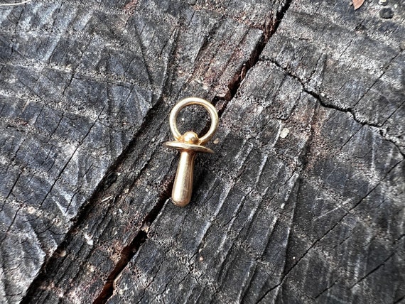 14k Yellow Gold Pacifier Charm, Baby Shower Gift