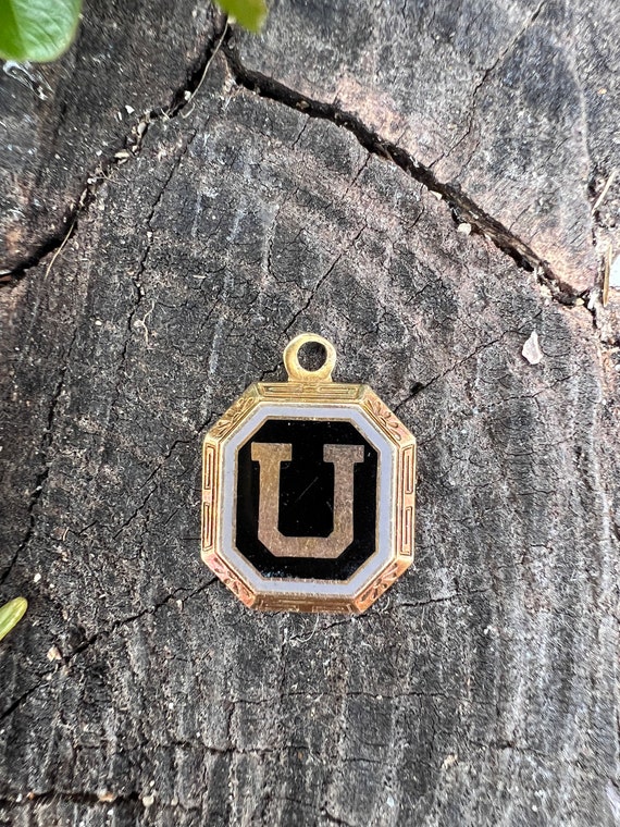 Antique "U" Charm, Gold Initial "U" Charm, Initial