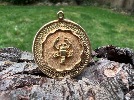 Gold Cancer Pendant, Gold Cancer Charm, Cancer Ch… - image 1