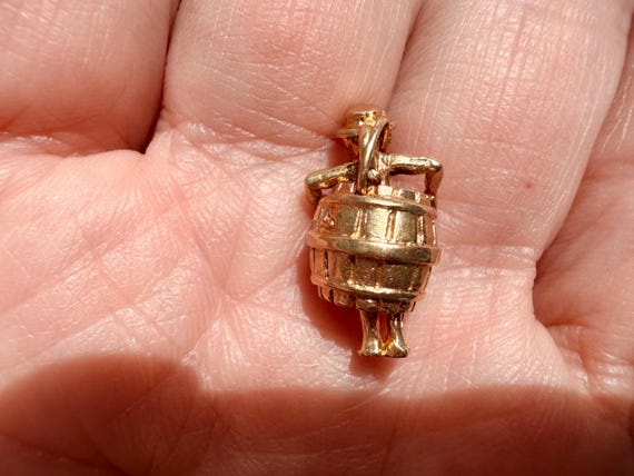 14K Yellow Gold Man in Barrel Charm View 5