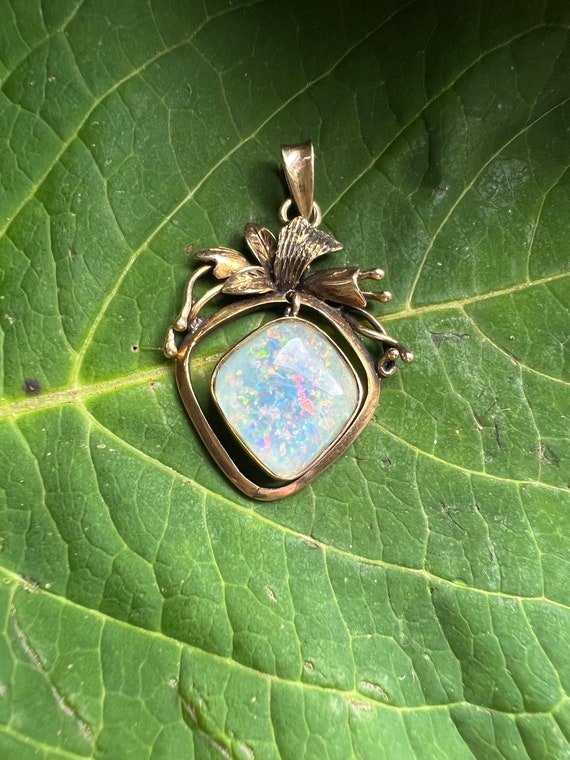 Gold Opal Charm, Gold Opal Pendant, Opal Necklace… - image 10