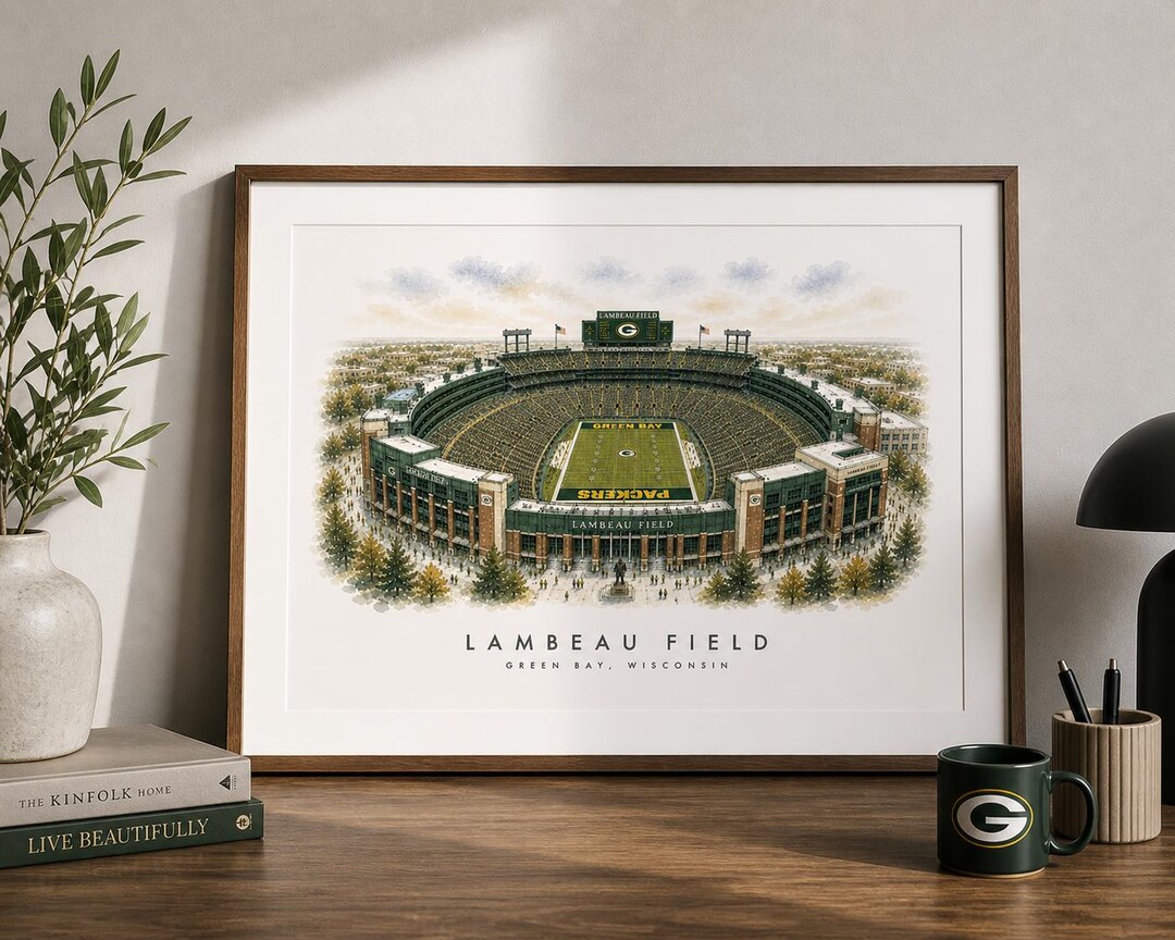 Green Bay Packers Stadium Art – Lambeau Field Print – Minimalist ...