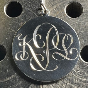 Sterling Silver Disc, Hand Engraved, Monogram,  Gift for Girls, Gift for Women