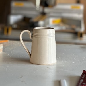 Handmade Ceramic Tankard Mug/Stoneware Clay/Yellow or Linen Glaze/Unique Artisan Coffee Mug/Rustic Home Decor