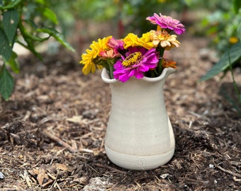 The Louise Ruffle Vase/ Vase for flowers/ Vase for Dried flowers/ Goldfinch Yellow, Linen White