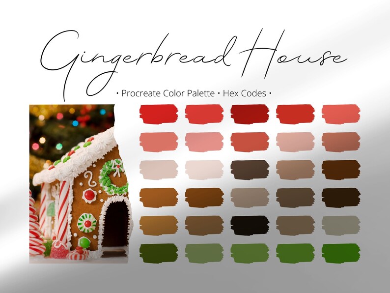 Gingerbread House Color Palette, Christmas Color Palette, Procreate