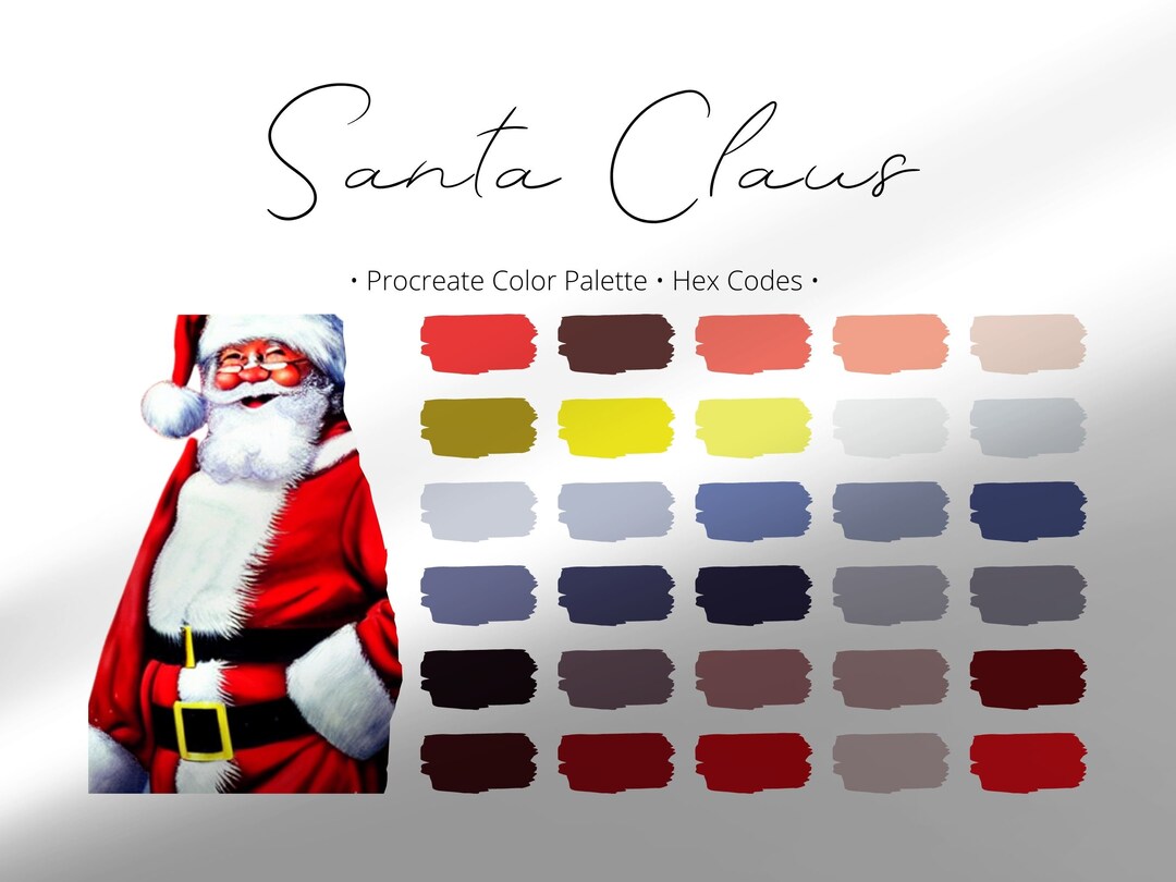 Santa Color Palette, Christmas Color Palette, Procreate Color Palette ...