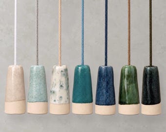 Handmade Ceramic Light Pull Handles: Bathroom Light Switch and Cord. Ocean Collection.
