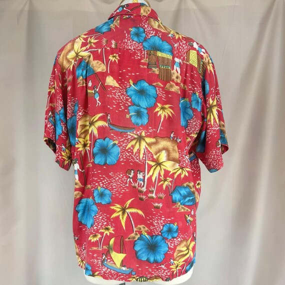 Vintage NETWORK Hawaiian Mens (M) Shirt Button Tiki Rockabilly Summer Retro 80s View 6