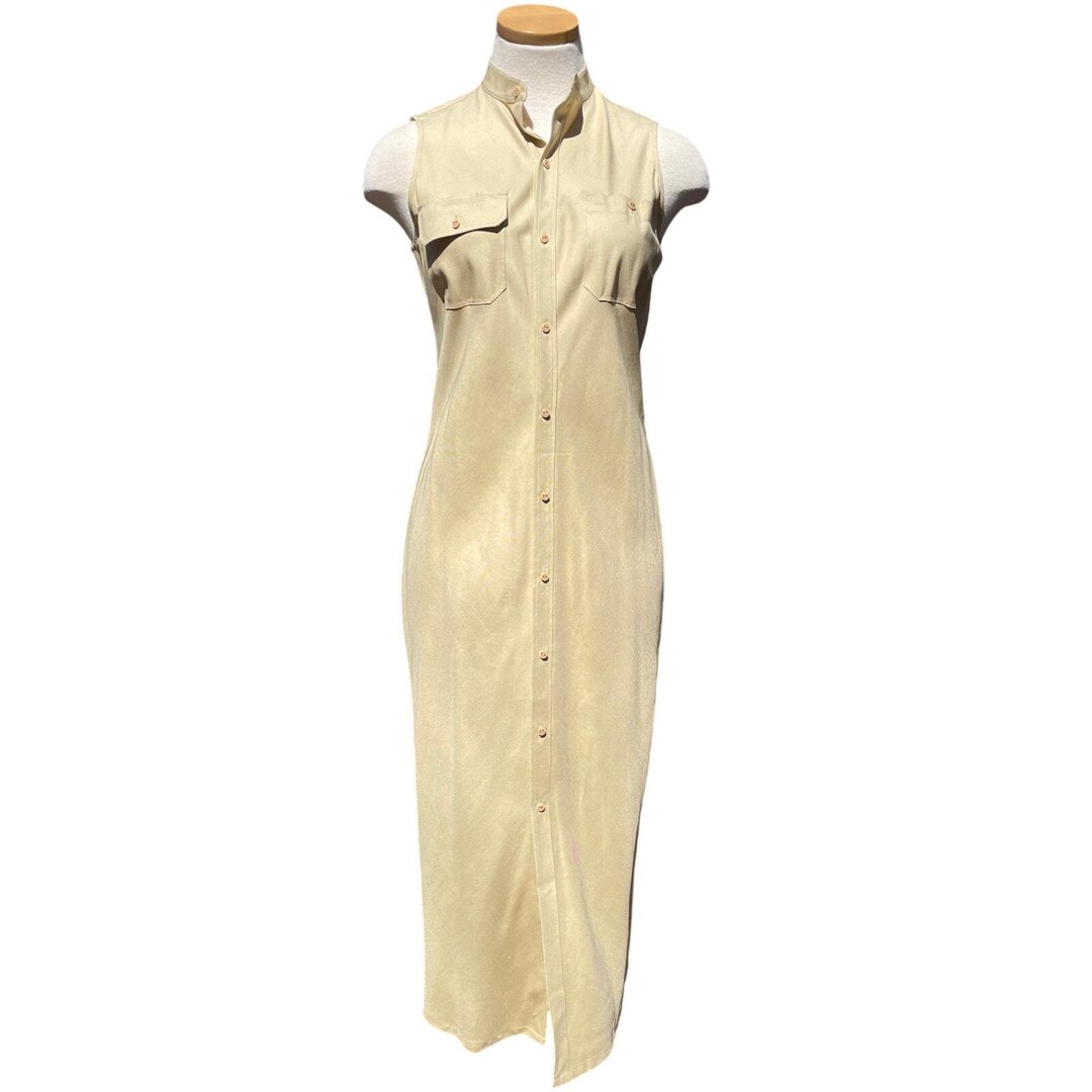 Vintage RALPH LAUREN Silk Button Down Shirt Dress (8) Black