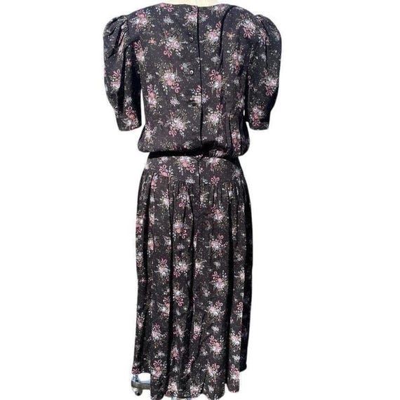 Vintage GUNNE SAX Juniors (13/M) Black Floral Puf… - image 5