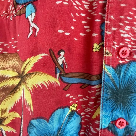 Vintage NETWORK Hawaiian Mens (M) Shirt Button Tiki Rockabilly Summer Retro 80s View 3
