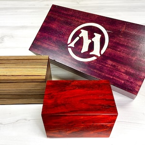 Caja de madera exótica para mazos de MTG, Magic the Gathering, caja para mazos Commander, forrada con fieltro, tapa magnética, caja para cartas