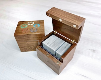 MTG Deck Box, Magic the Gathering, Commander Deck Box, Felt Lined, Solid Walnut, Magnetic Lid, Card Box
